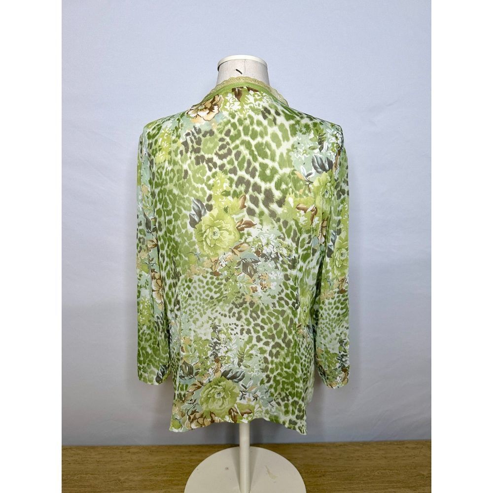 Marks and Spencer Per Una Green Boho Floral Sheer Lightweight Blouse Size 18 - Picture 3 of 6